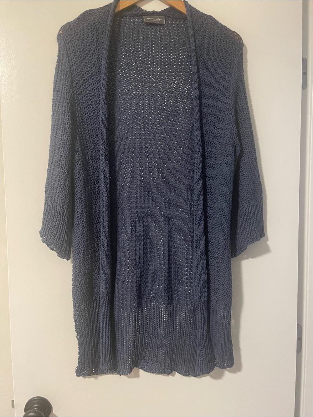 Wooden Ships Navy Open-Knit Women's Cardigan